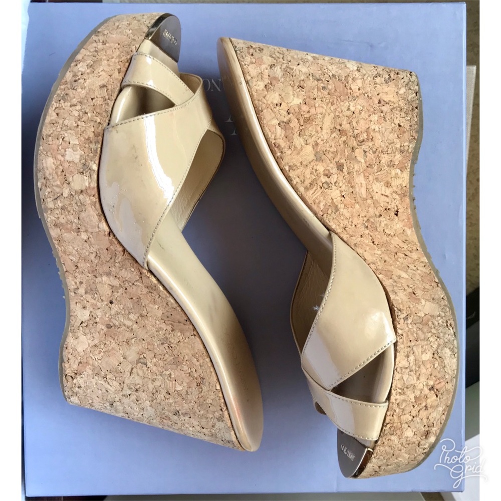 Jimmy Choo Patent Leather Pandora Wedges